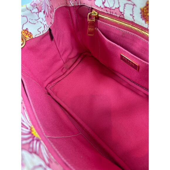 Prada Pink Floral Canvas Small Canapa Tote - Picture 9 of 9